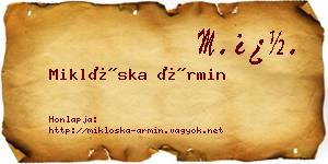 Miklóska Ármin névjegykártya